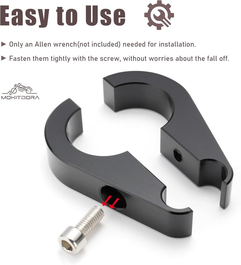 MoKitDora 1" Handlebar or Frame Mount Clutch Throttle Cable Clamp or Brake Line Clips for Harley 2 Pack, Black - Image 3
